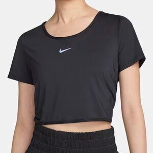 Women's Dri-FIT Short-Sleeve Crop Twist-Back Top in Black | Size M